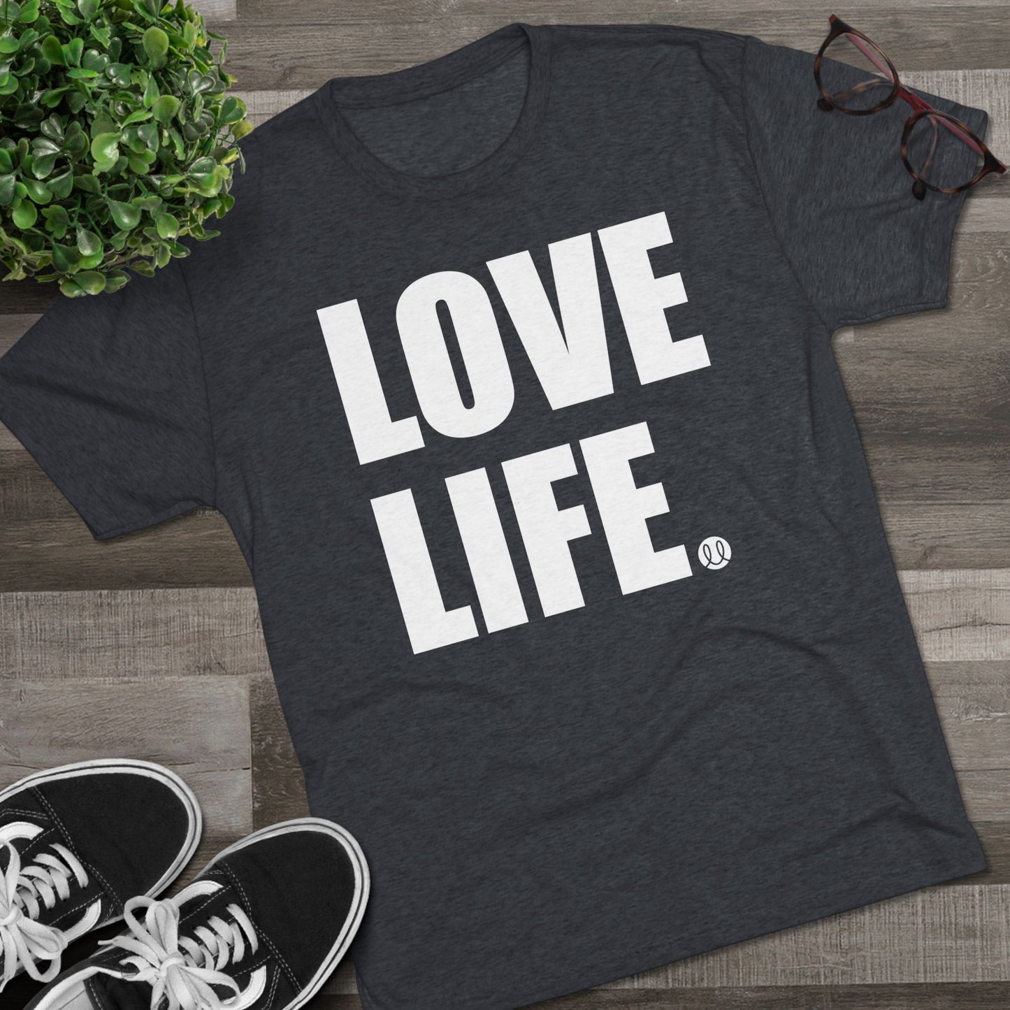 Love Life White Logo Tri-Blend Crew Tee