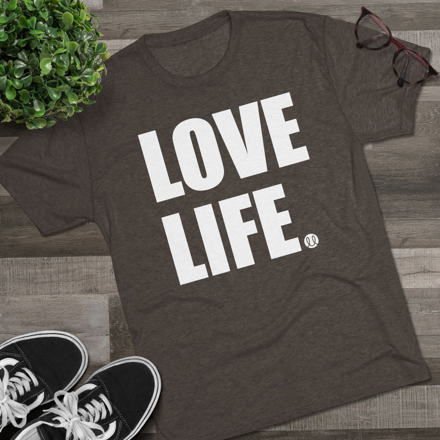 Love Life White Logo Tri-Blend Crew Tee