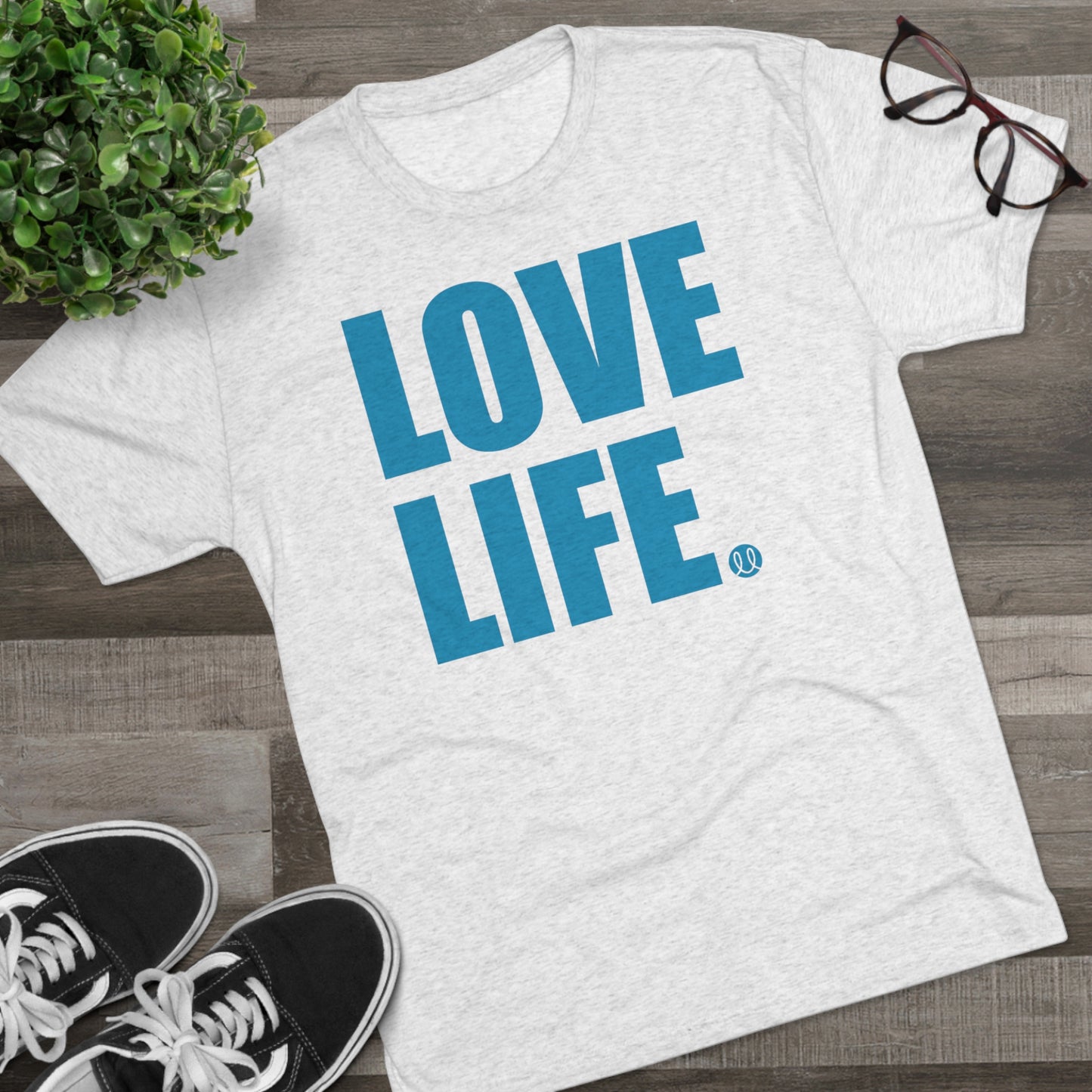Love Life Blue Logo Tri-Blend Crew Tee