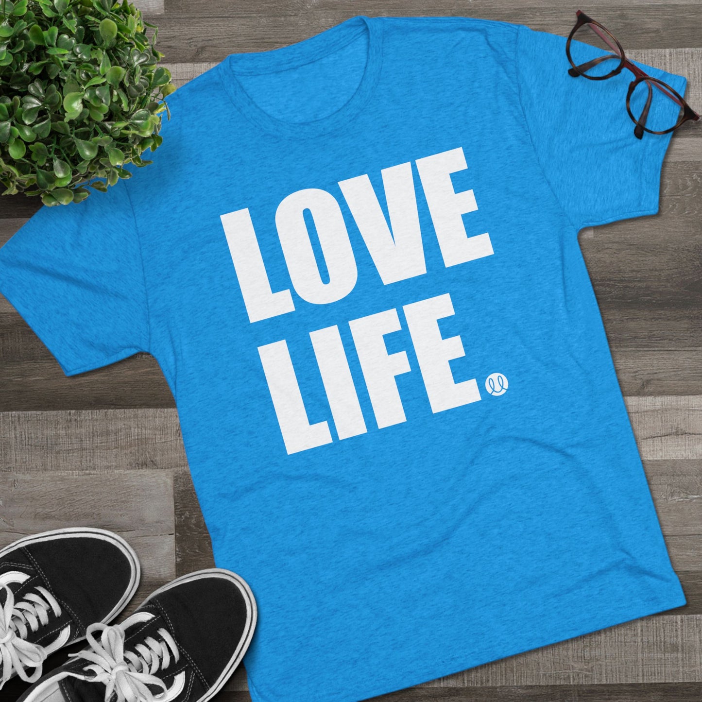 Love Life White Logo Tri-Blend Crew Tee