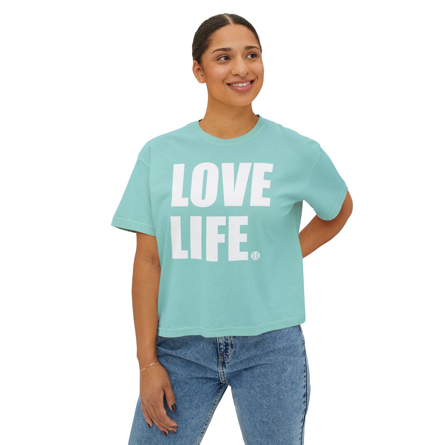 Love Life Women's Boxy Tee | Cute Casual Wear, Gift for Friends, Everyday Shirt, Motivational Tee, Positive Vibes