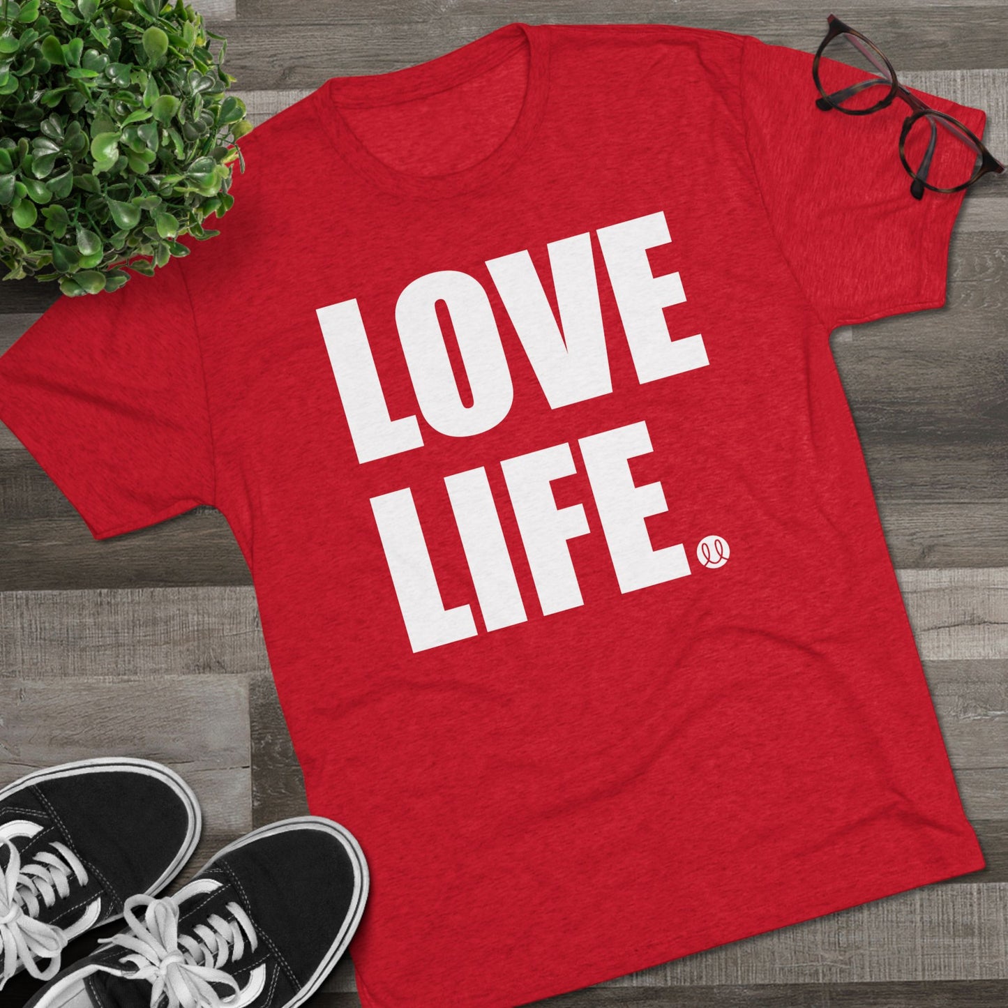Love Life White Logo Tri-Blend Crew Tee