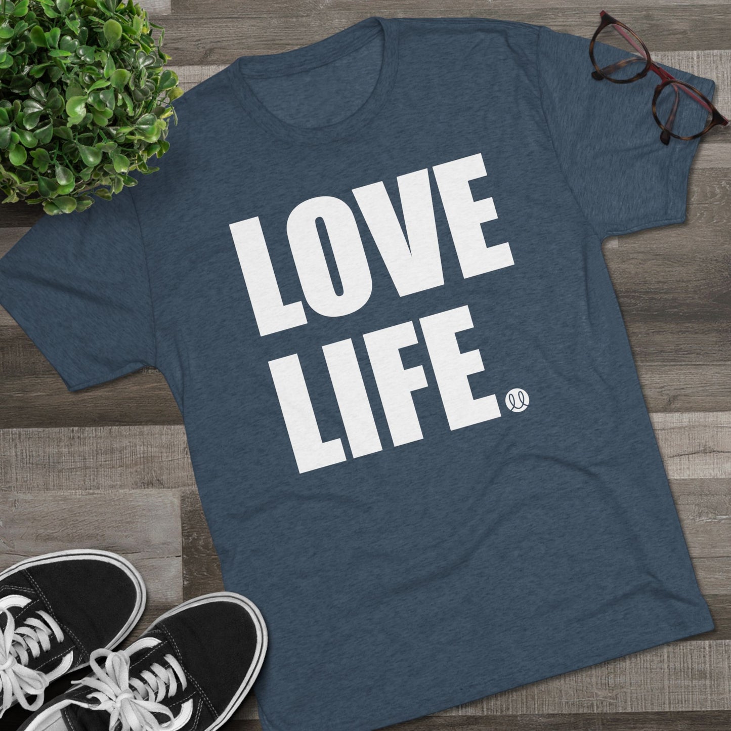 Love Life White Logo Tri-Blend Crew Tee