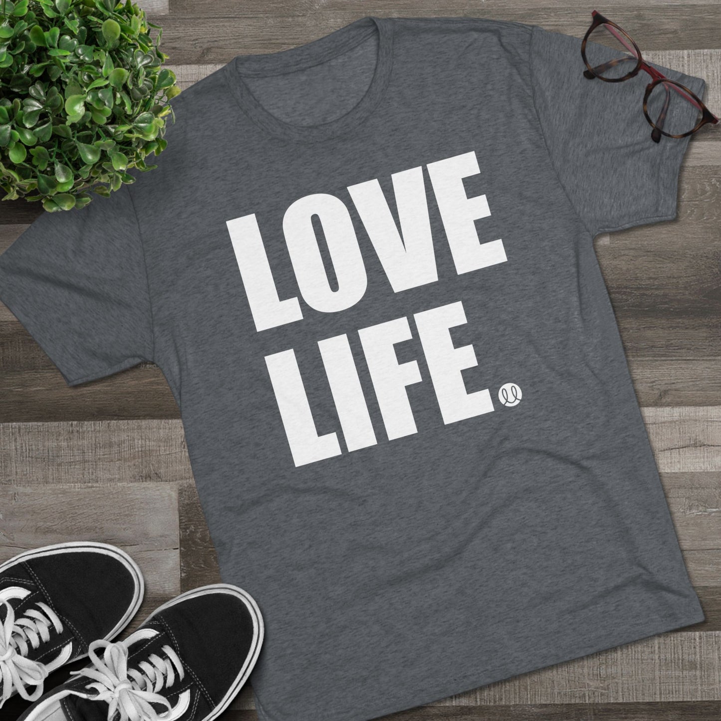 Love Life White Logo Tri-Blend Crew Tee