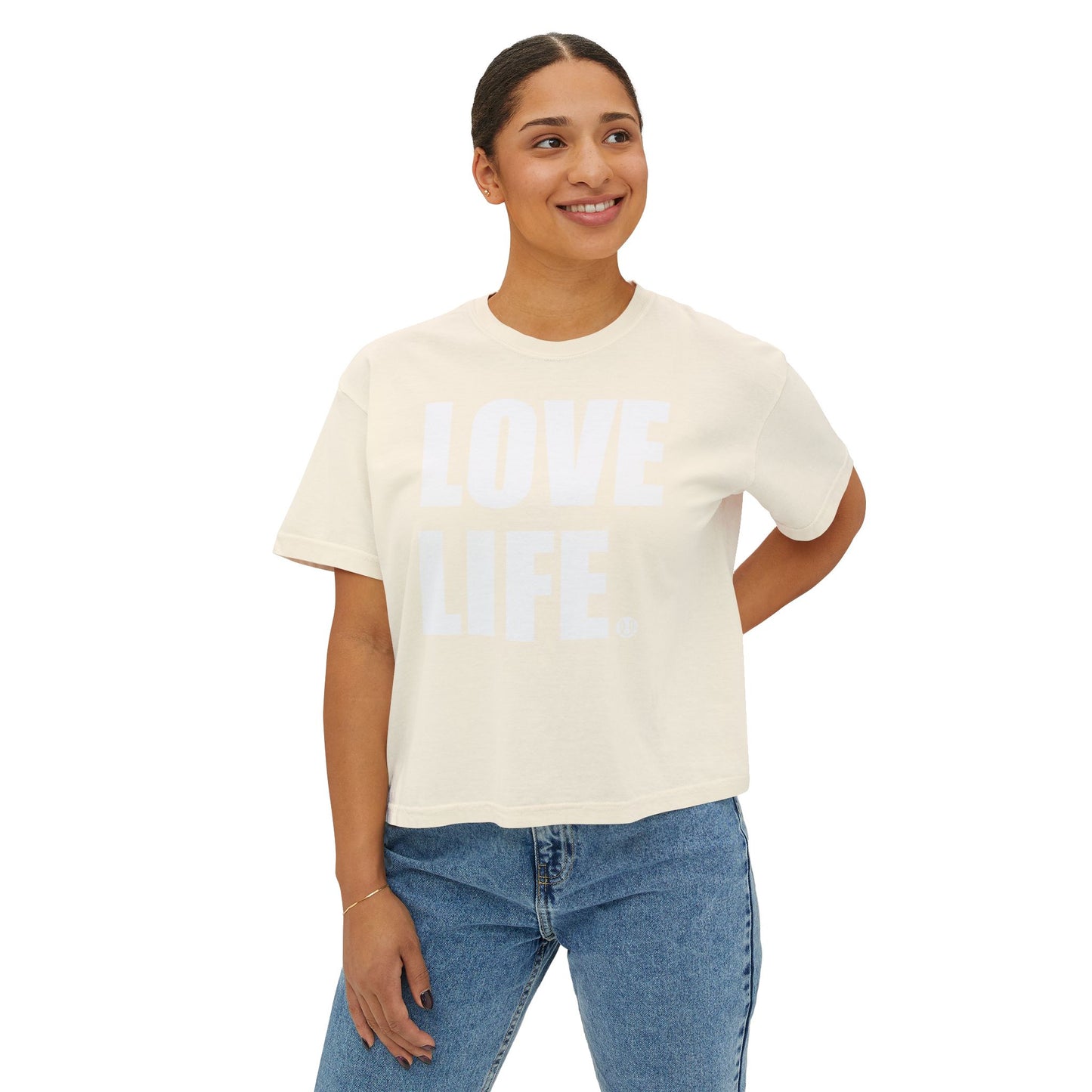 Love Life Women's Boxy Tee | Cute Casual Wear, Gift for Friends, Everyday Shirt, Motivational Tee, Positive Vibes