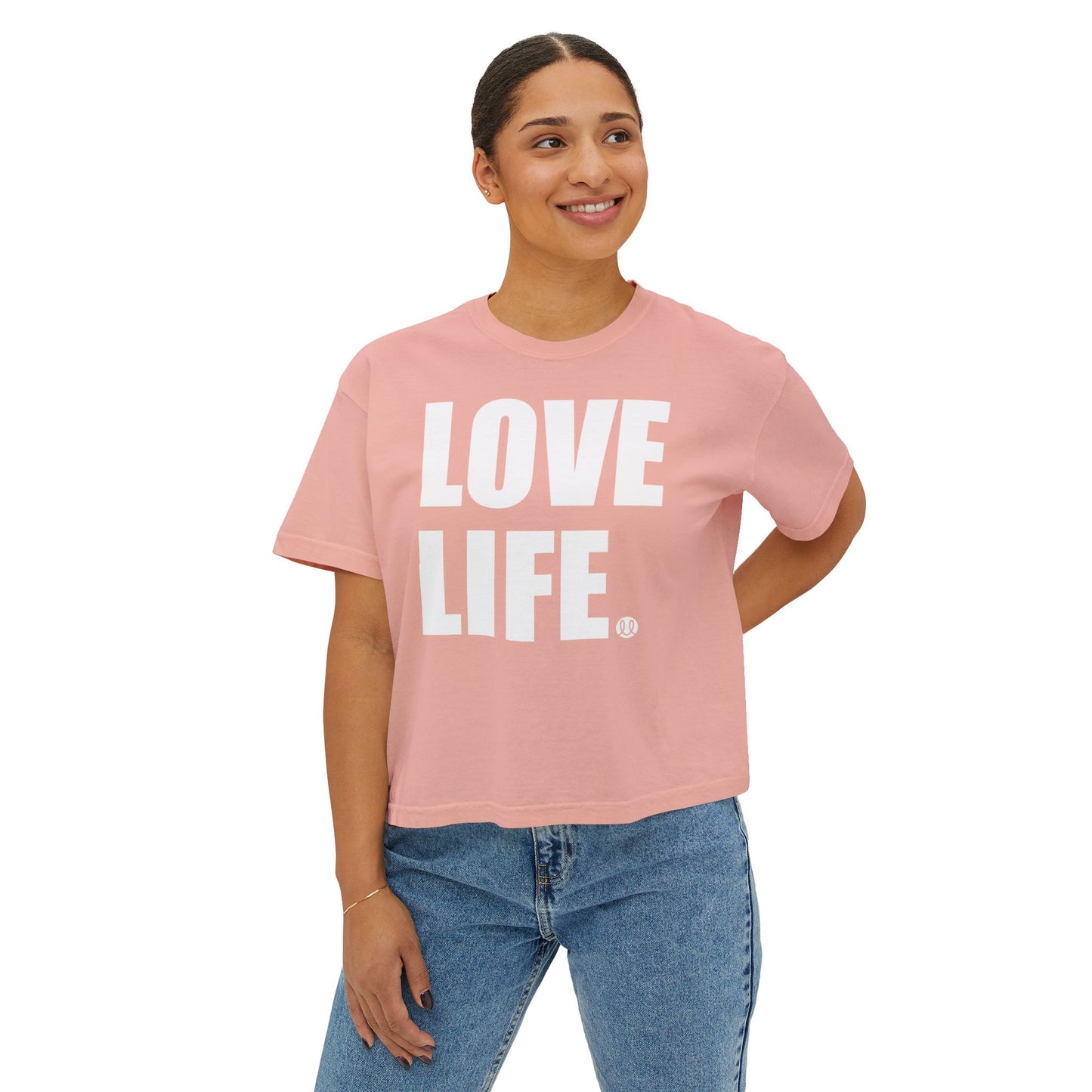 Love Life Women's Boxy Tee | Cute Casual Wear, Gift for Friends, Everyday Shirt, Motivational Tee, Positive Vibes