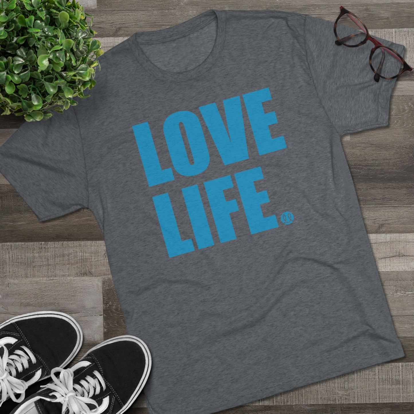 Love Life Blue Logo Tri-Blend Crew Tee