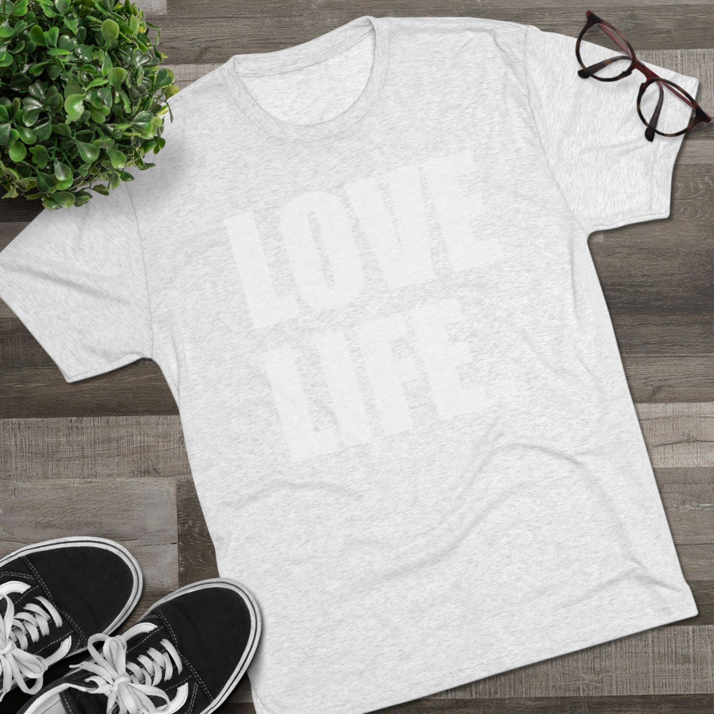 Love Life White Logo Tri-Blend Crew Tee
