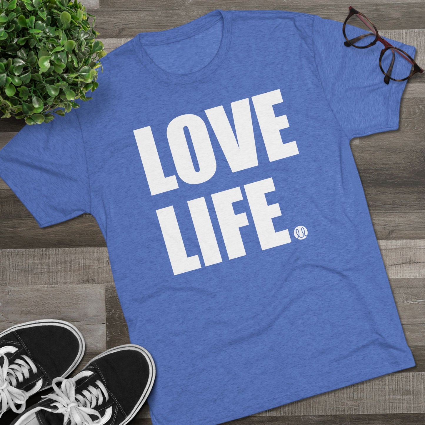 Love Life White Logo Tri-Blend Crew Tee