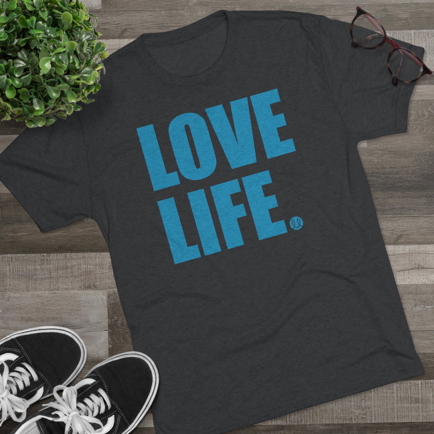Love Life Blue Logo Tri-Blend Crew Tee
