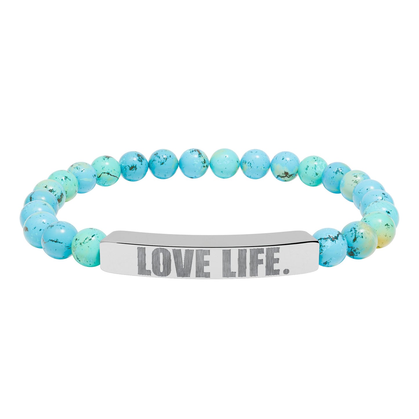 Love Life Engraved Beaded Bar Bracelet