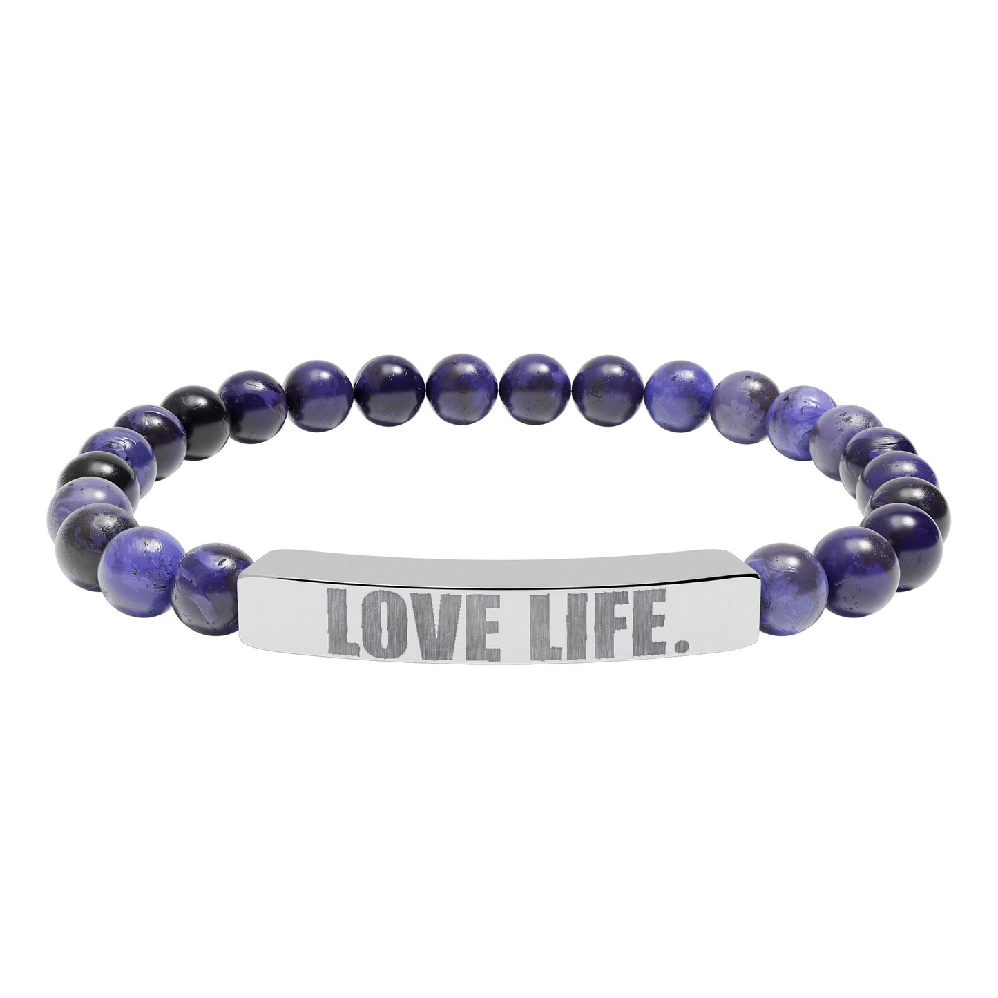 Love Life Engraved Beaded Bar Bracelet