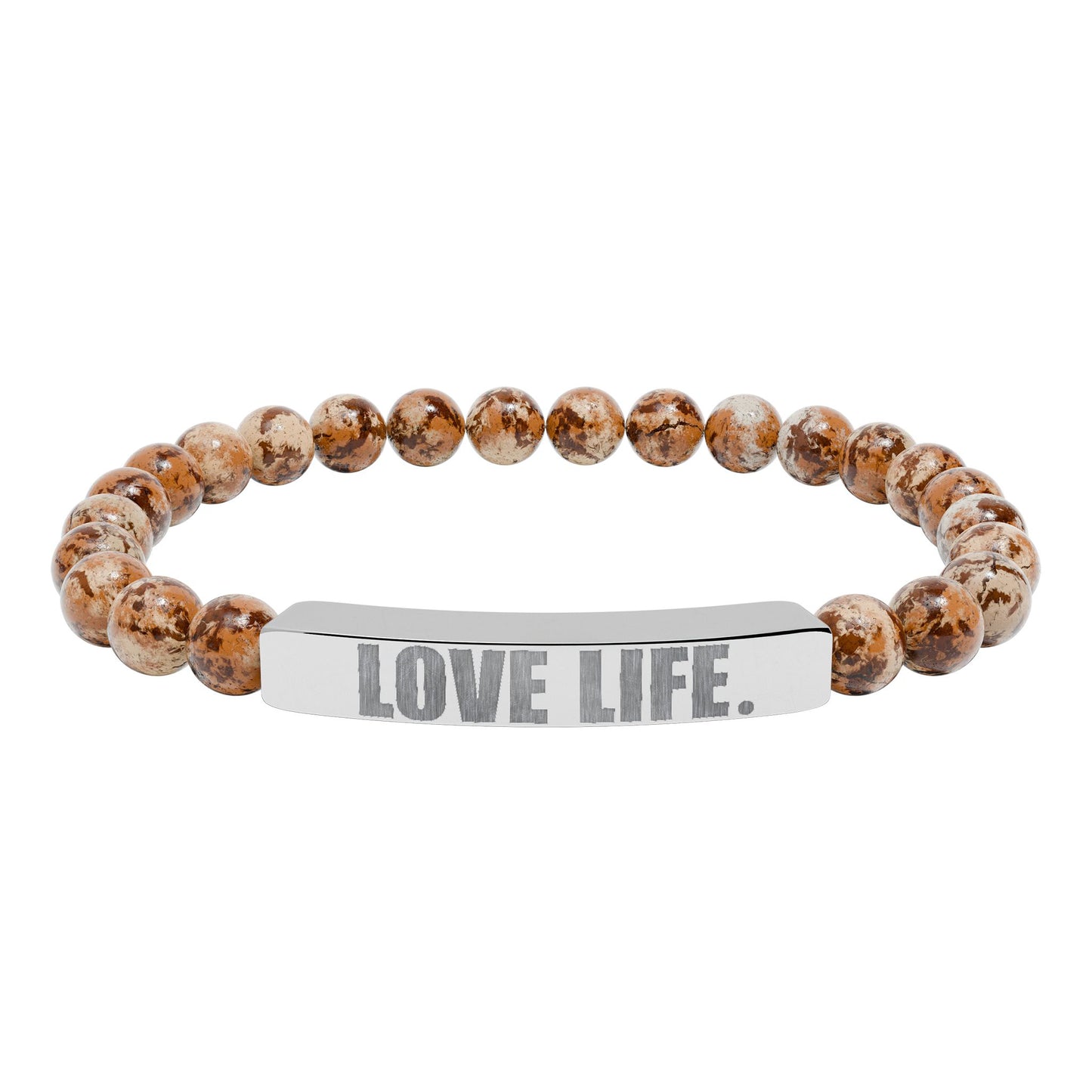 Love Life Engraved Beaded Bar Bracelet