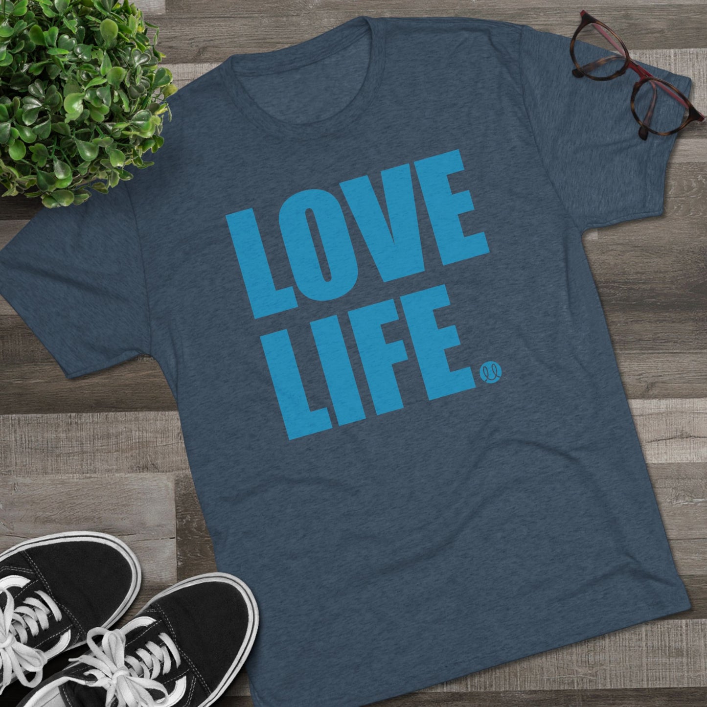 Love Life Blue Logo Tri-Blend Crew Tee