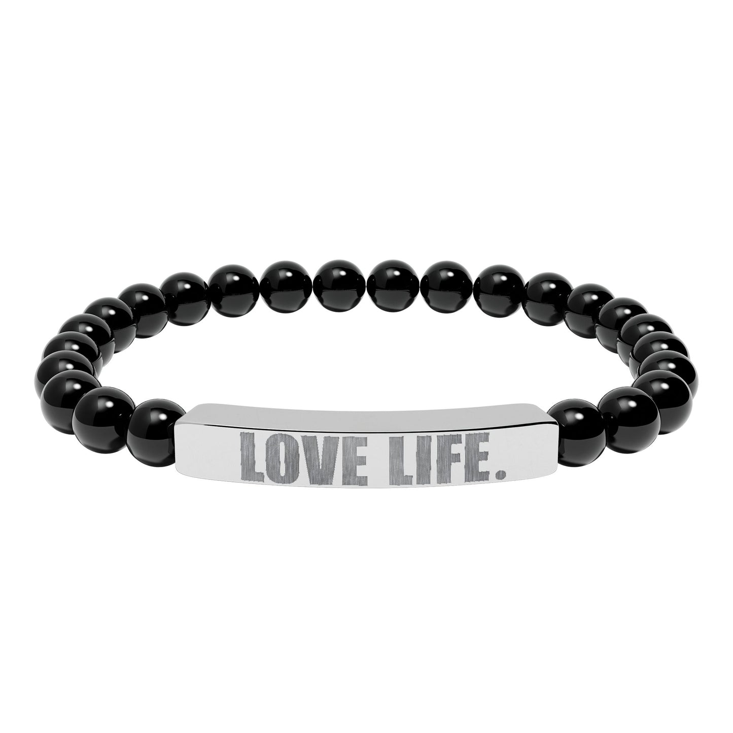 Love Life Engraved Beaded Bar Bracelet
