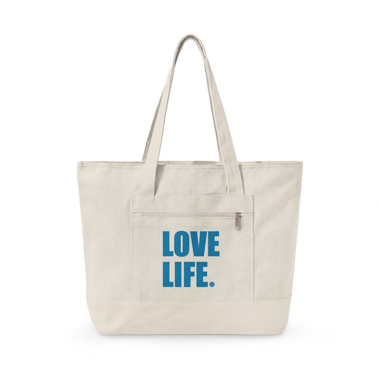 Love Life Zippered Eco-Friendly Canvas Tote