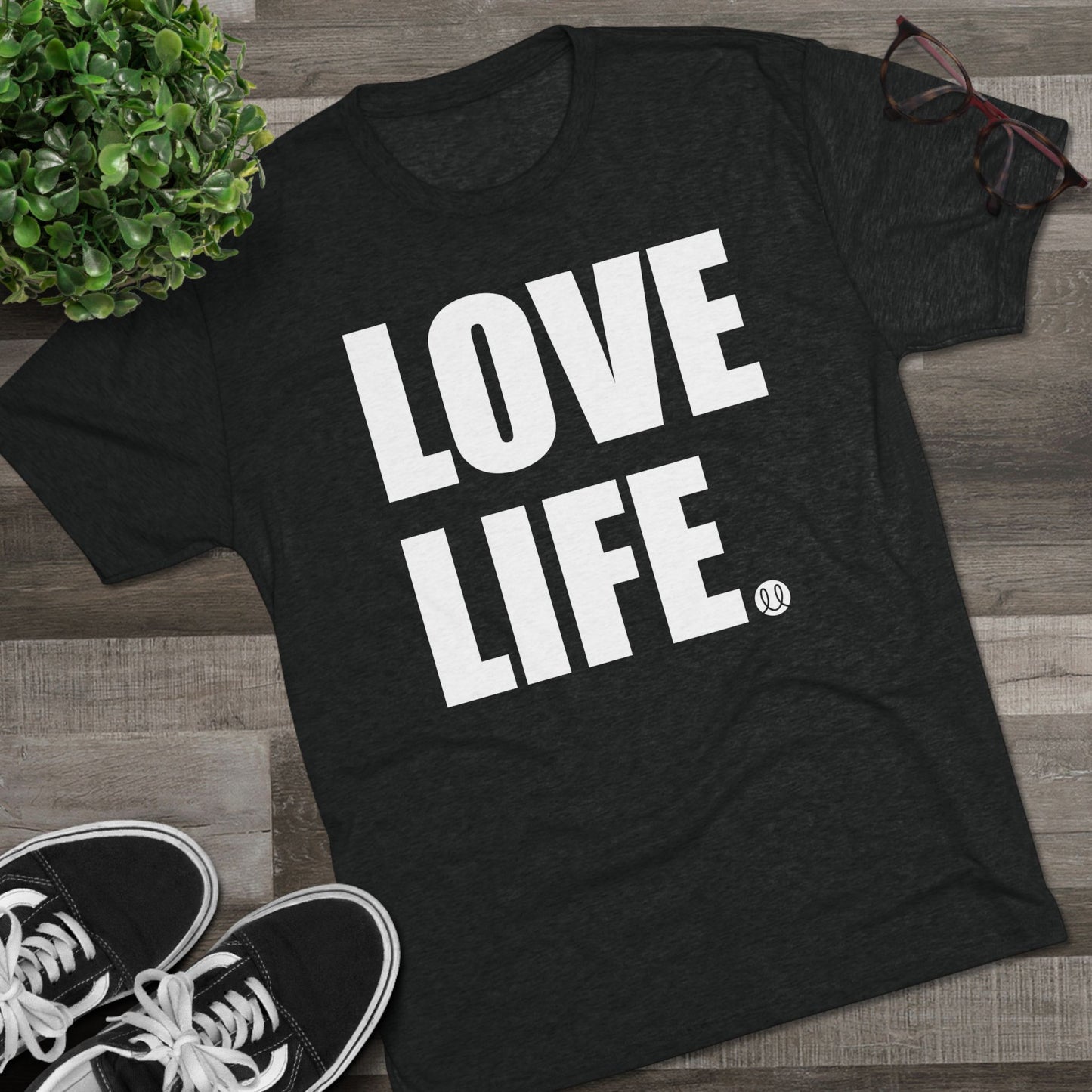 Love Life White Logo Tri-Blend Crew Tee