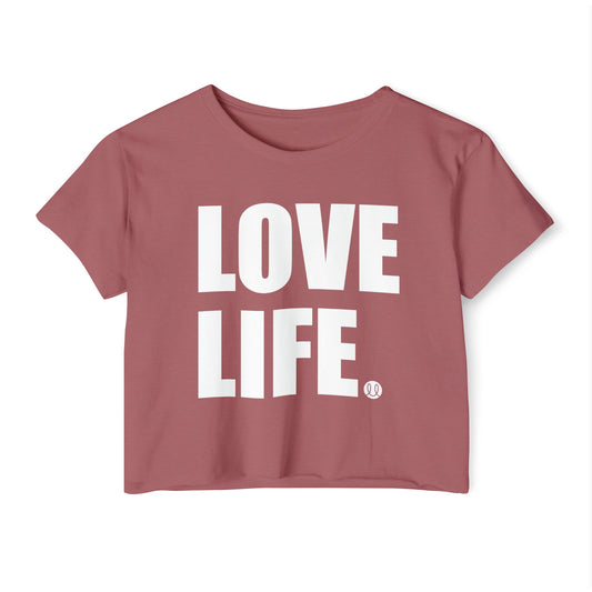 Women's Festival Crop Top - Love Life Tee, Bohemian Style Shirt, Summer Top, Music Festival Apparel, Casual Weekend Wear