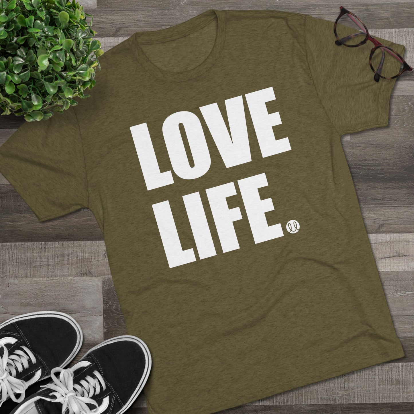Love Life White Logo Tri-Blend Crew Tee