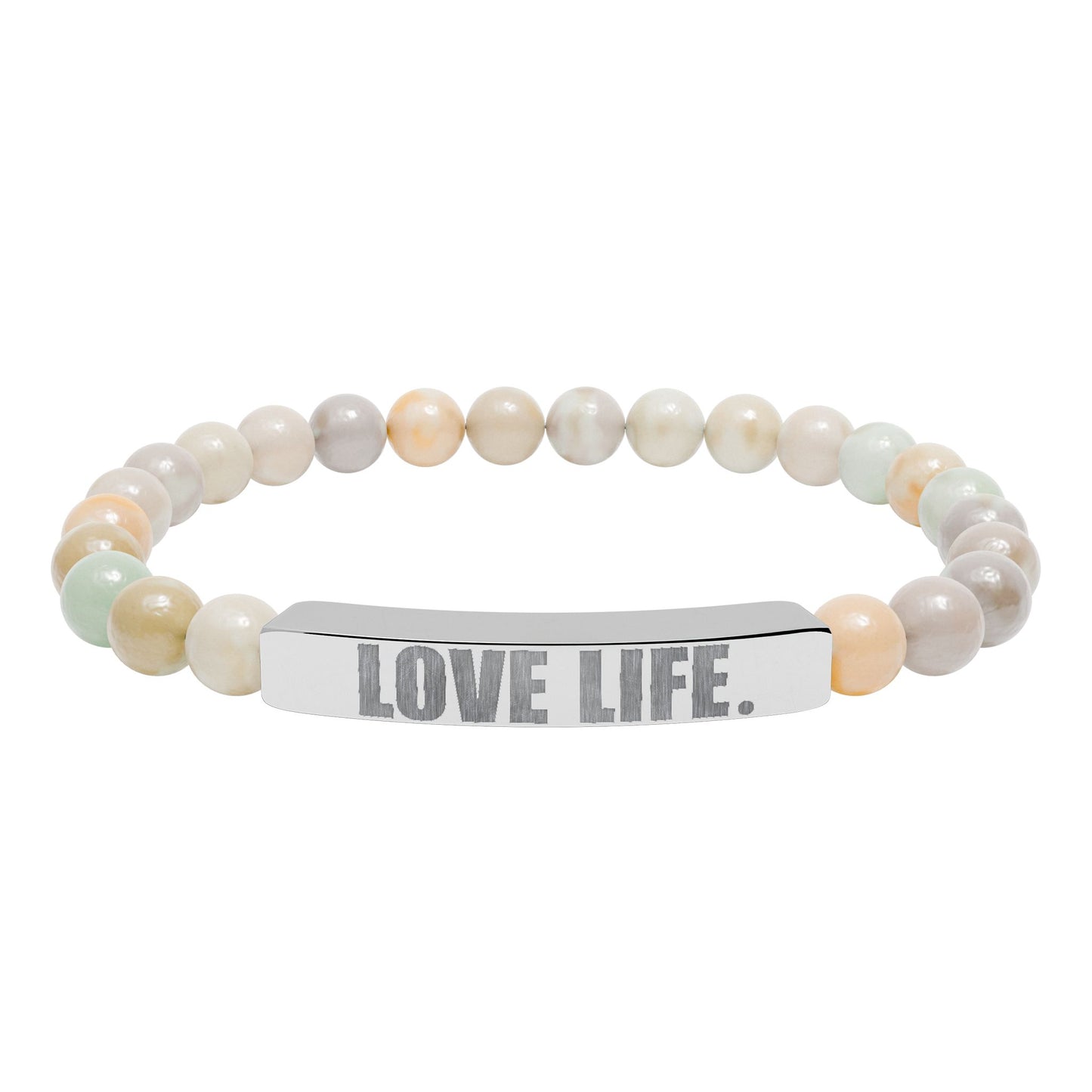 Love Life Engraved Beaded Bar Bracelet