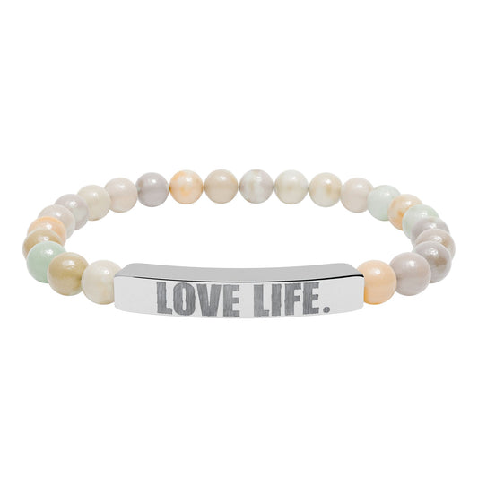 Love Life Engraved Beaded Bar Bracelet