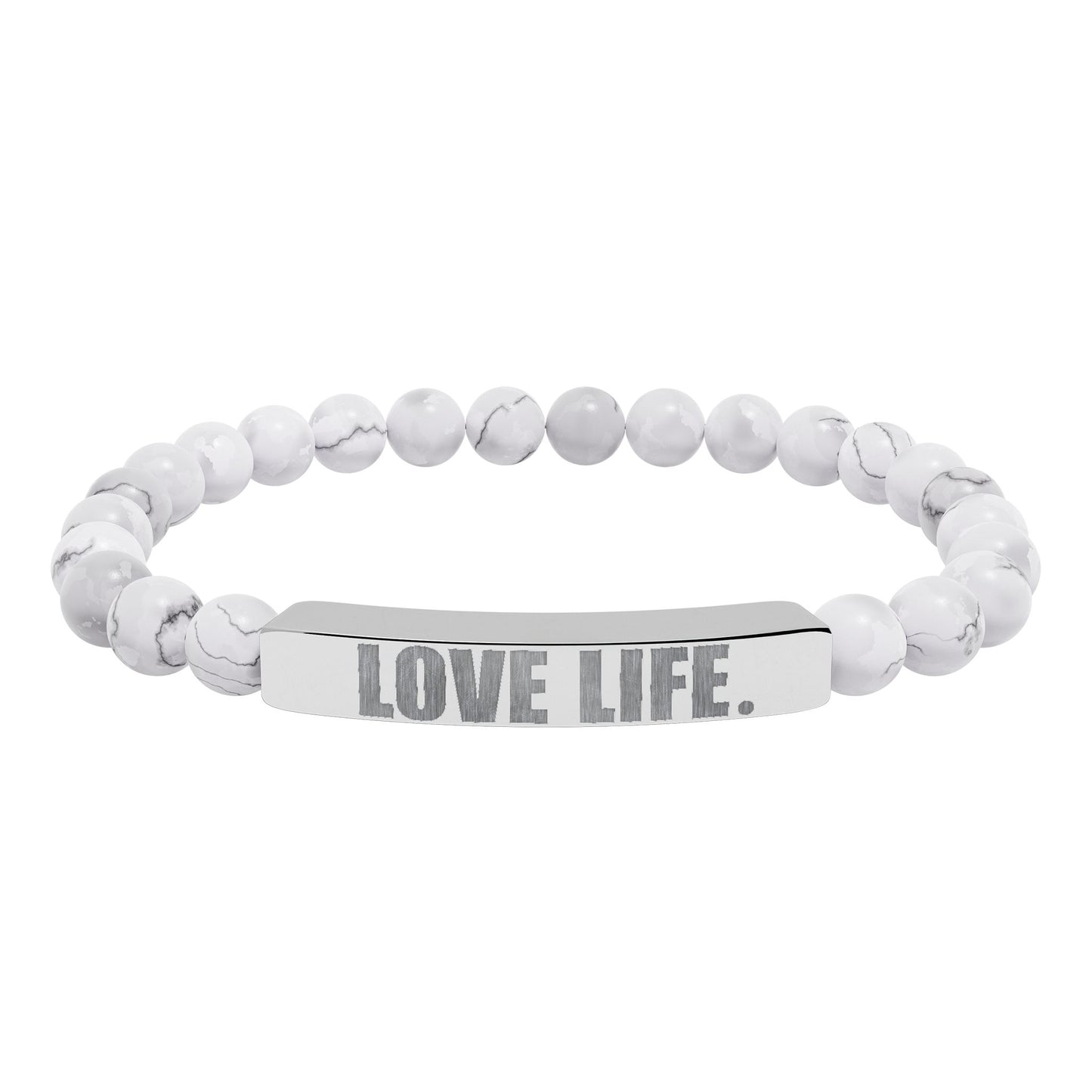Love Life Engraved Beaded Bar Bracelet